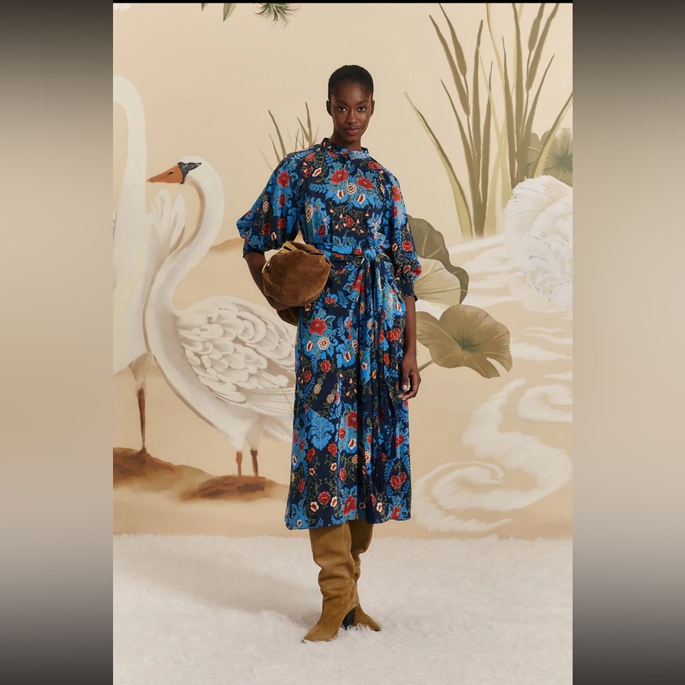NWT Farm Rio Blue Arabesque Midi
